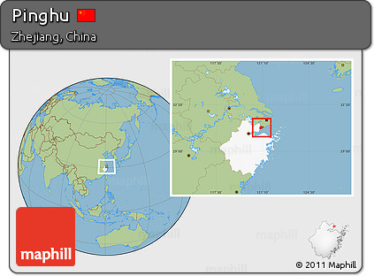 Savanna Style Location Map of Pinghu, highlighted parent region