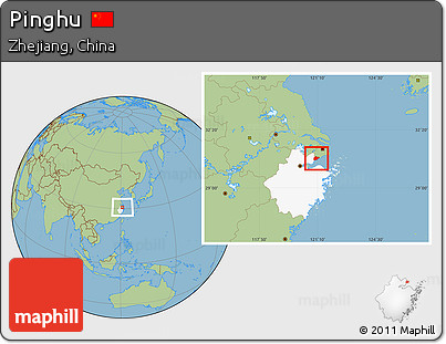 Savanna Style Location Map of Pinghu, highlighted parent region