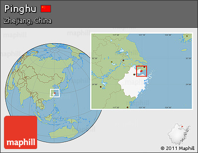Savanna Style Location Map of Pinghu, highlighted parent region