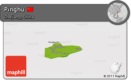 Physical Panoramic Map of Pinghu, cropped outside