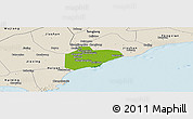 Physical Panoramic Map of Pinghu, shaded relief outside