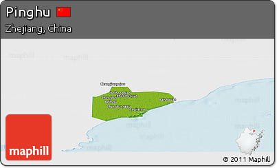 Physical Panoramic Map of Pinghu, single color outside