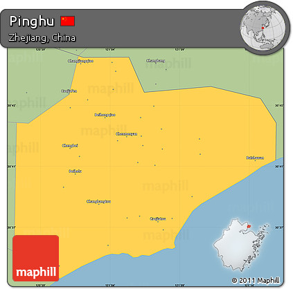 Savanna Style Simple Map of Pinghu