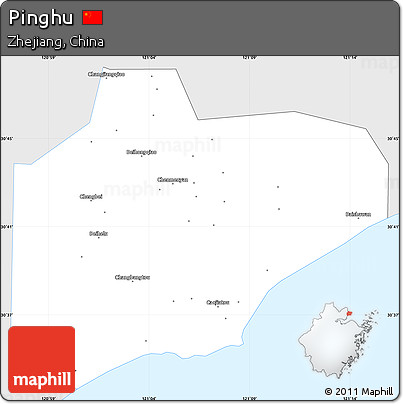 Silver Style Simple Map of Pinghu, single color outside