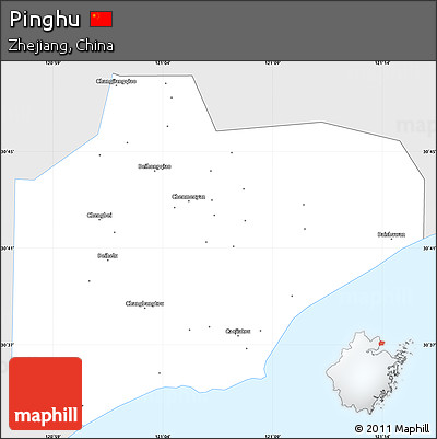 Silver Style Simple Map of Pinghu, single color outside