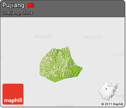 Physical 3D Map of Pujiang, single color outside