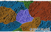 Political 3D Map of Pujiang, darken