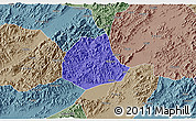 Political 3D Map of Pujiang, semi-desaturated