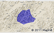 Political 3D Map of Pujiang, shaded relief outside
