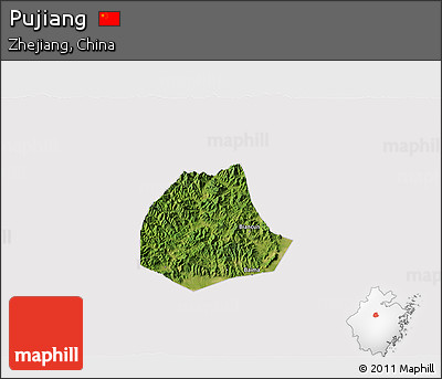 Satellite 3D Map of Pujiang, cropped outside