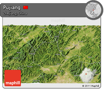 Satellite 3D Map of Pujiang