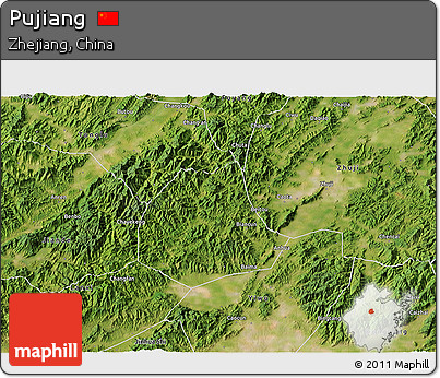 Satellite 3D Map of Pujiang