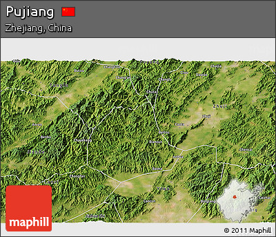 Satellite 3D Map of Pujiang