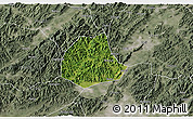 Satellite 3D Map of Pujiang, semi-desaturated