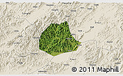 Satellite 3D Map of Pujiang, shaded relief outside