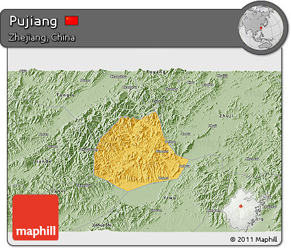 Savanna Style 3D Map of Pujiang