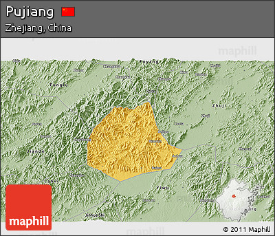 Savanna Style 3D Map of Pujiang