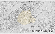 Shaded Relief 3D Map of Pujiang, desaturated