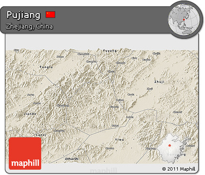 Shaded Relief 3D Map of Pujiang