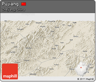 Shaded Relief 3D Map of Pujiang