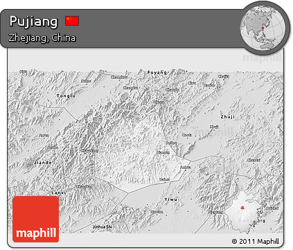 Silver Style 3D Map of Pujiang
