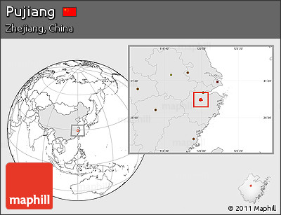 Blank Location Map of Pujiang, highlighted country