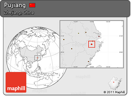 Blank Location Map of Pujiang, highlighted country