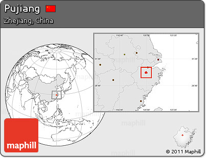 Blank Location Map of Pujiang, highlighted country