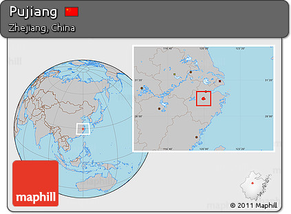 Gray Location Map of Pujiang