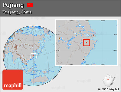 Gray Location Map of Pujiang