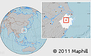 Gray Location Map of Pujiang, highlighted parent region, hill shading
