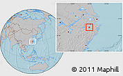 Gray Location Map of Pujiang, hill shading