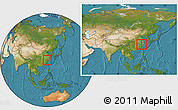 Satellite Location Map of Pujiang, within the entire country