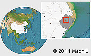 Satellite Location Map of Pujiang, highlighted country, highlighted parent region
