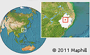 Satellite Location Map of Pujiang, highlighted parent region