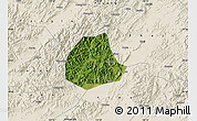 Satellite Map of Pujiang, shaded relief outside
