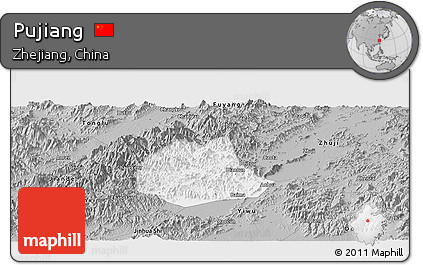 Gray Panoramic Map of Pujiang