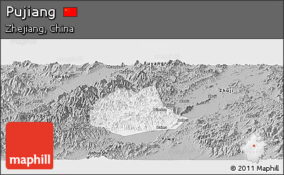Gray Panoramic Map of Pujiang