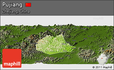 Physical Panoramic Map of Pujiang, darken