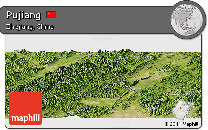 Satellite Panoramic Map of Pujiang