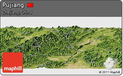 Satellite Panoramic Map of Pujiang