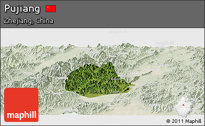 Satellite Panoramic Map of Pujiang, lighten