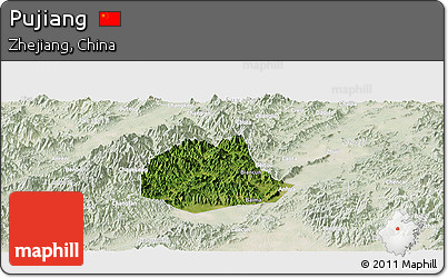 Satellite Panoramic Map of Pujiang, lighten