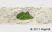 Satellite Panoramic Map of Pujiang, shaded relief outside