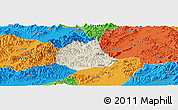 Shaded Relief Panoramic Map of Pujiang, political outside