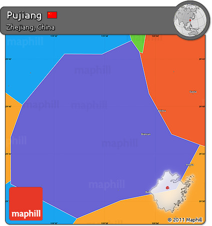 Political Simple Map of Pujiang