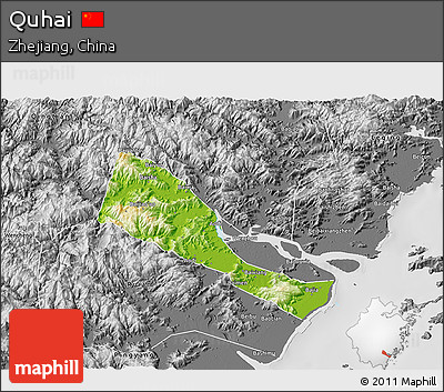 Physical 3D Map of Quhai, desaturated