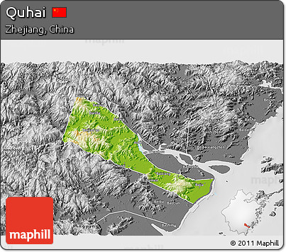 Physical 3D Map of Quhai, desaturated