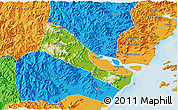 Physical 3D Map of Quhai, political outside