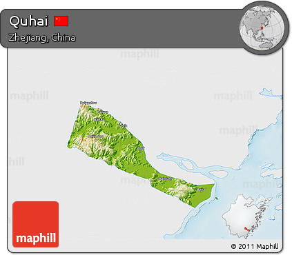 Physical 3D Map of Quhai, single color outside